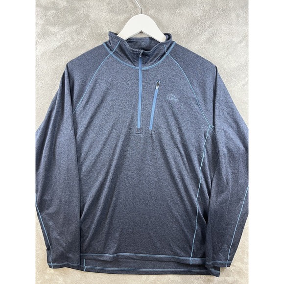 LL Bean Pullover Men's L Blue Quick Dry Trail Tee Baselayer 1/4 Zip Active - Picture 2 of 7